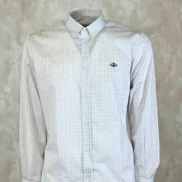 Fashion Camisa Caza Cuadro Clásico Hombre Blanca Hombre Camisas