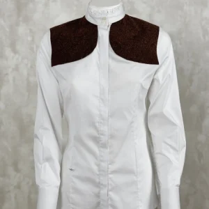 Online Camisa Caza Refuerzos Tweed Mujer Blanca Mujer Camisas