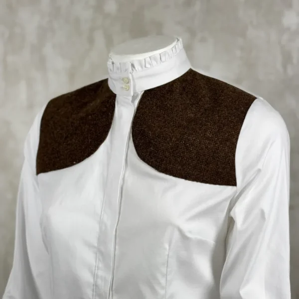 Online Camisa Caza Refuerzos Tweed Mujer Blanca Mujer Camisas