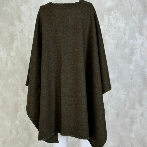 New Capa Ribete Tweed Mujer Verde Jaspe Mujer Ponchos Y Capas