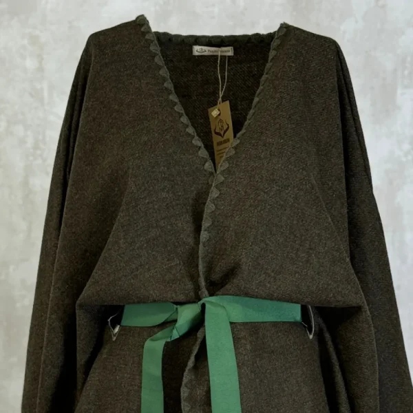 New Capa Ribete Tweed Mujer Verde Jaspe Mujer Ponchos Y Capas