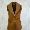 New Chaleco Caza Doble Faz Borrego Interior Mujer Camel Mujer Chalecos