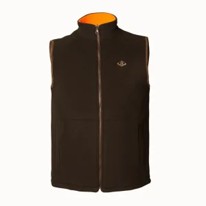 Sale Chaleco Caza Hombre Polar Reversible Marron/Naranja Hombre Chalecos