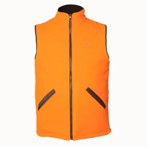 Sale Chaleco Caza Hombre Polar Reversible Marron/Naranja Hombre Chalecos