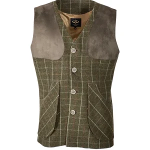 Hot Chaleco Caza Hombre Tiro Tweed Largo Verde Grana Hombre Hombre