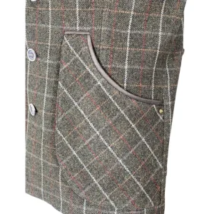 Hot Chaleco Caza Hombre Tiro Tweed Largo Verde Grana Hombre Hombre