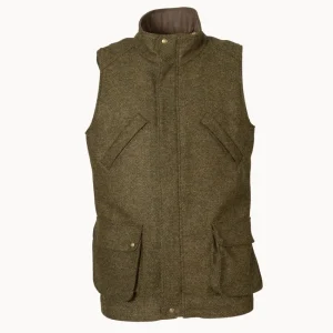 Outlet Chaleco Caza Hombre Tweed Verde Oscuro Hombre Chalecos