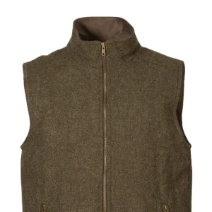 Sale Chaleco Caza Hombre Tweed Verde Jaspe Forro Acolchado Hombre Chalecos