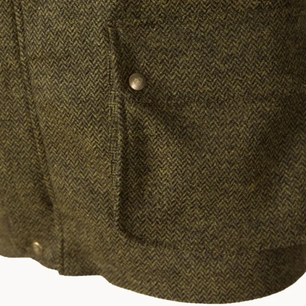 Outlet Chaleco Caza Hombre Tweed Verde Oscuro Hombre Chalecos