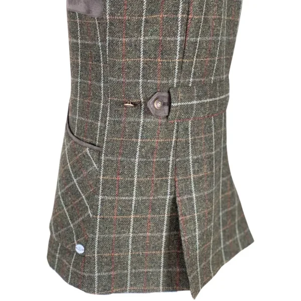 New Chaleco Caza Mujer Tiro Tweed Largo Verde Grana Mujer Mujer