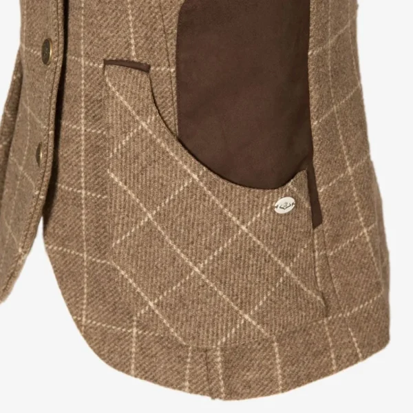 Online Chaleco Caza Mujer Tiro Tweed Refuerzos Beige Mujer Mujer
