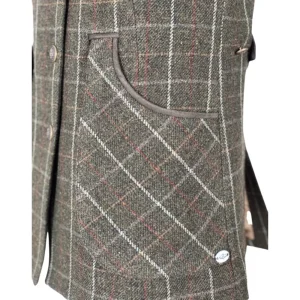 New Chaleco Caza Mujer Tiro Tweed Largo Verde Grana Mujer Mujer