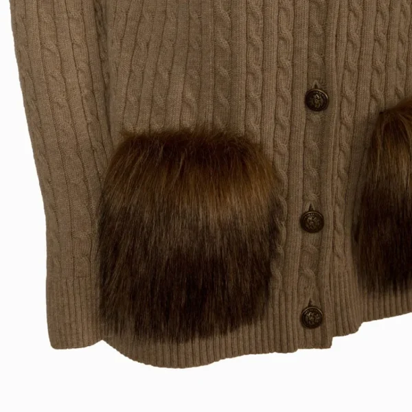 Outlet Chaqueta Caza Mujer Punto Pelo Bolsillos Mujer Jerseys