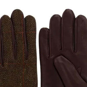 New Guante Caza Hombre Tweed/Piel Kaki/Cámel Guantes