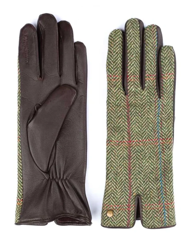 Outlet Guante Caza Mujer Tweed/Piel Guantes